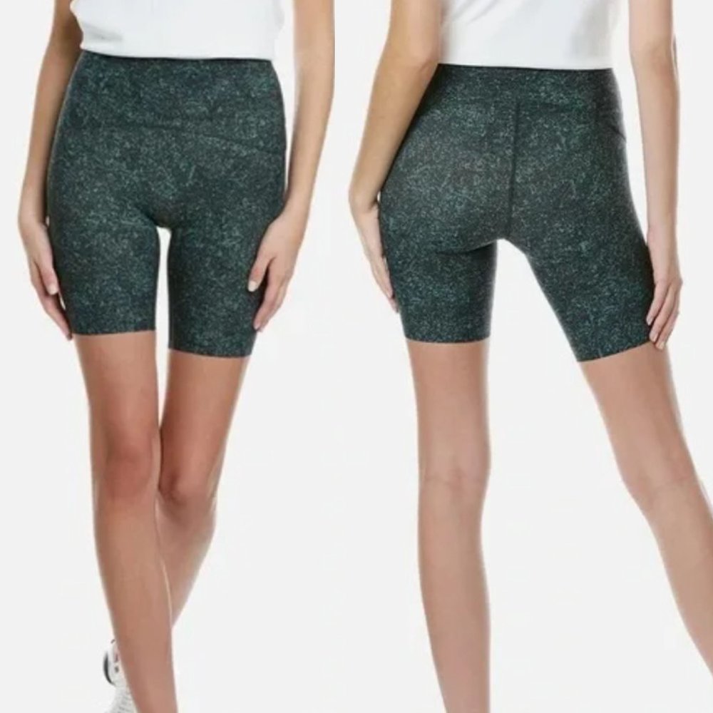 NWT Spanx Booty Boost High-Rise Dri-Fit Bike Shorts in Speckled Emerald